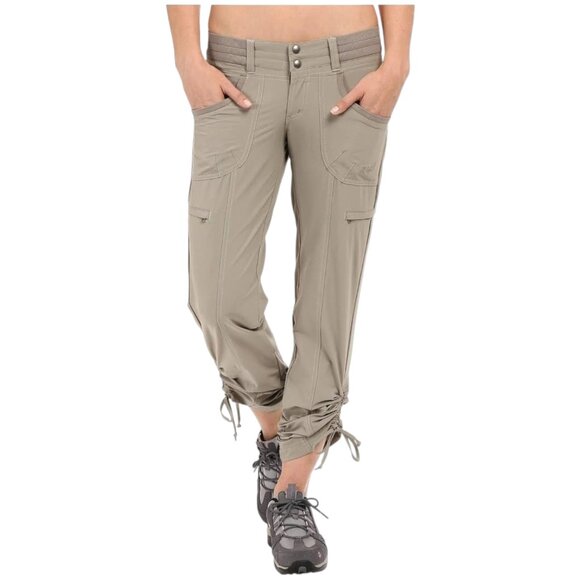 Kuhl Durango Pants Women's 4 Beige Nylon Stretch Drawstring Cinched Hiking Camp - Picture 1 of 12